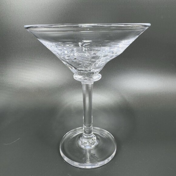 Simon Pearce Cavendish Clear Optic Blown Glass Martini Glasses Cups Set 2 Stems - Picture 13 of 16